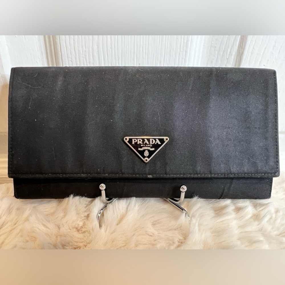 PRADA TESSUTO LUX NYLON LEATHER WALLET
